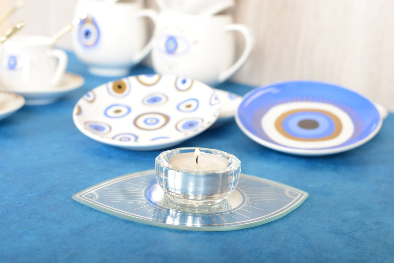 Aulica - Silver Mirrored Evil Eye Candle Holder - ModernTribe