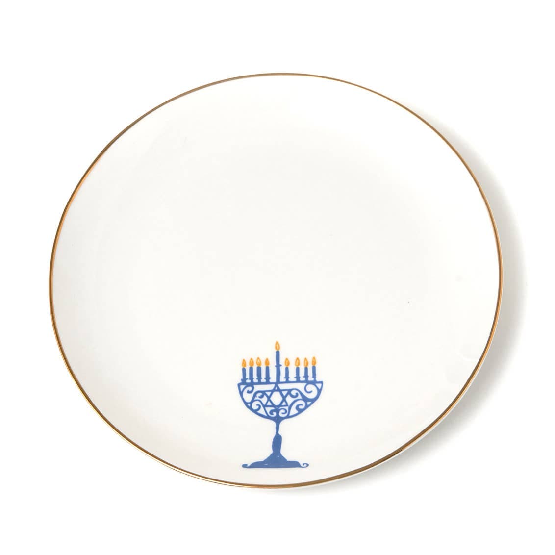 Godinger Dining Plates Gold Rim Hanukkah Appetizer Plates - Set of 4