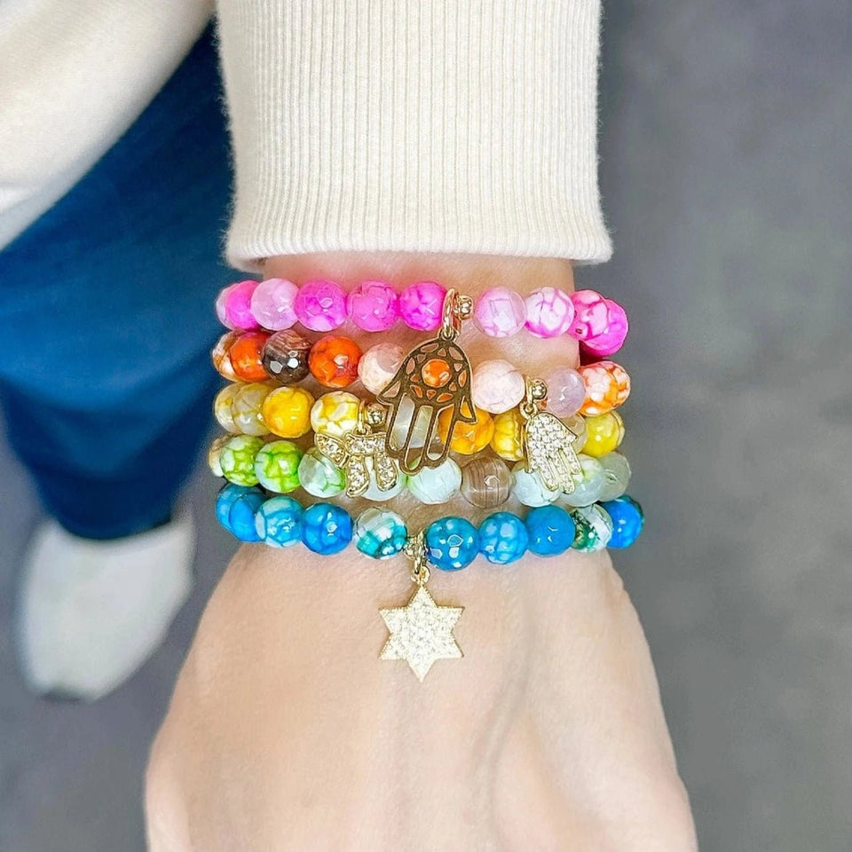 Love, Lisa - Scarlett Gemstone L’Chaim Bracelet Stack - Rainbow - ModernTribe