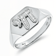 Izakov Fine Jewelry Rings Hebrew Chai Baguette Diamond Signet Ring - 14k Yellow, White or Rose Gold