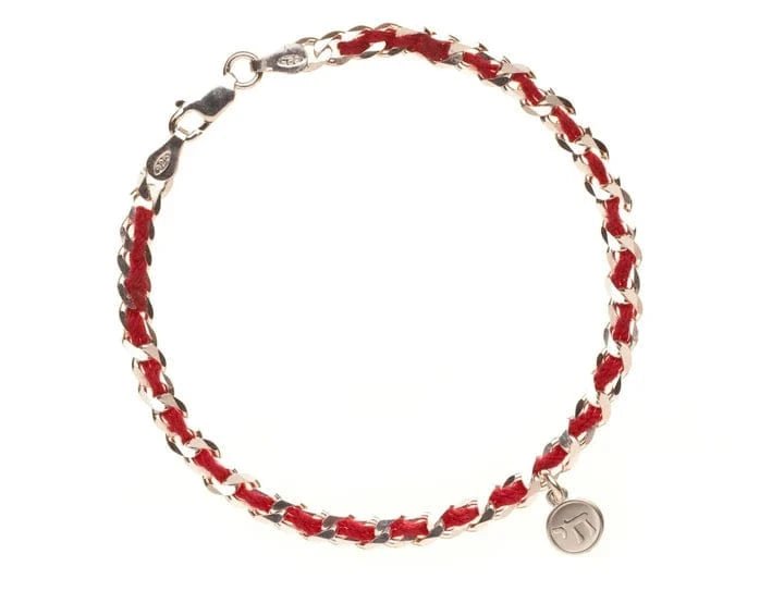 Alef Bet - Red Cord Bendel Bracelet with Chai - ModernTribe