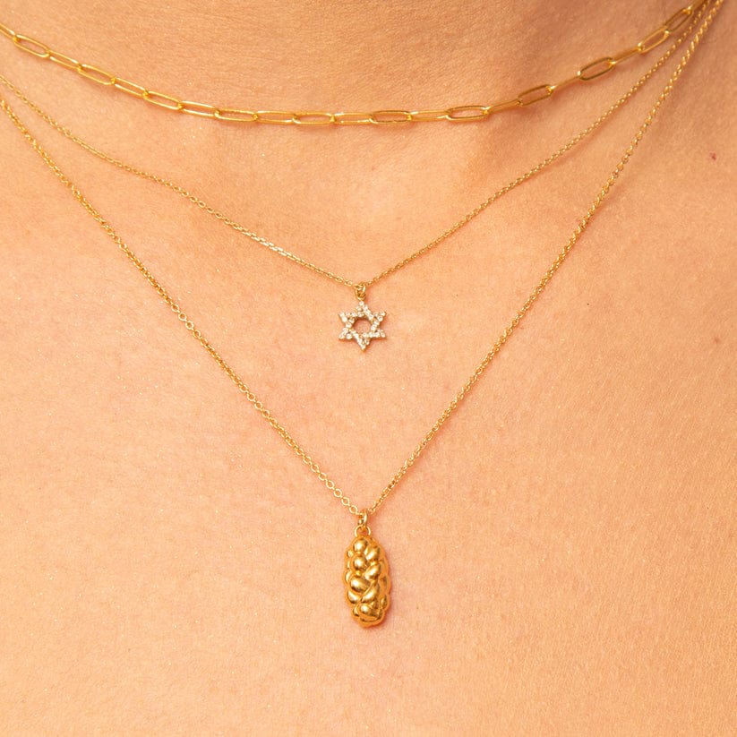 Banana Menorah Necklaces Gold Vermeil / 16" Challah Charm Necklace - Gold Vermeil