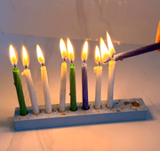 Makers of Israel - Seashell Terrazzo Menorah - Medium Blue - ModernTribe