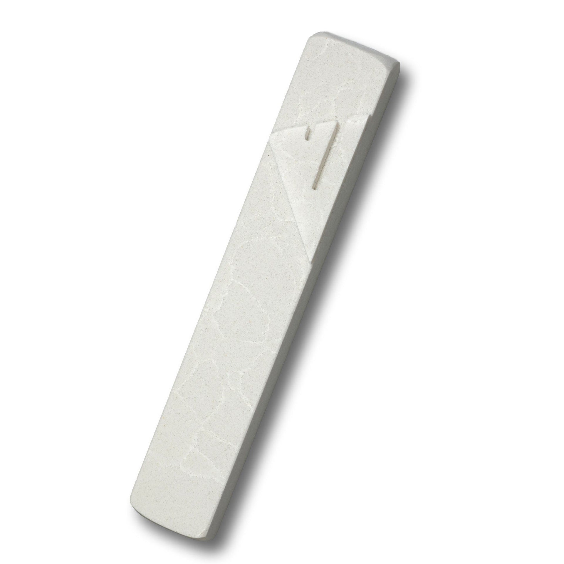 Shins of Stone Mezuzahs Cloud White Mezuzah Case with White Shin