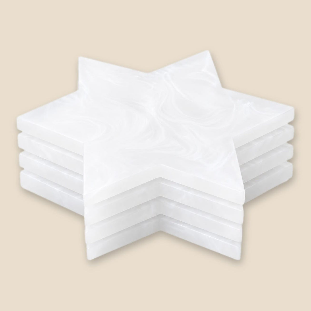 Kinor Decor Coasters Resin Snow Drift Star of David Coasters - Set of 4