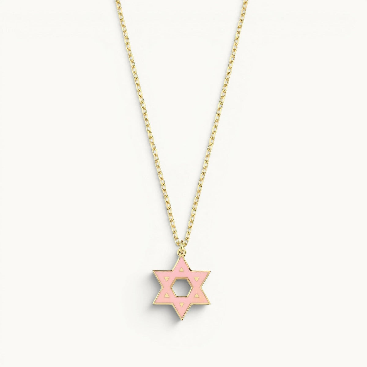 Alef Bet Necklaces Enamel Star of David Necklace - Pink