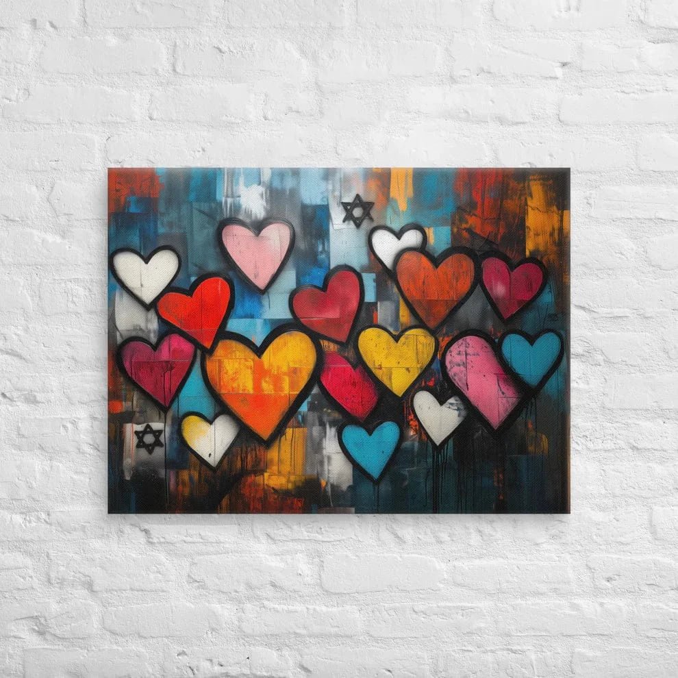 Beraishis - Hearts and Stars of David Canvas by Beraishis - ModernTribe