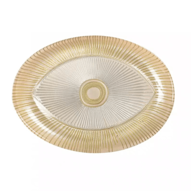 Aulica Serving Pieces Evil Eye Oval Dish - Beige