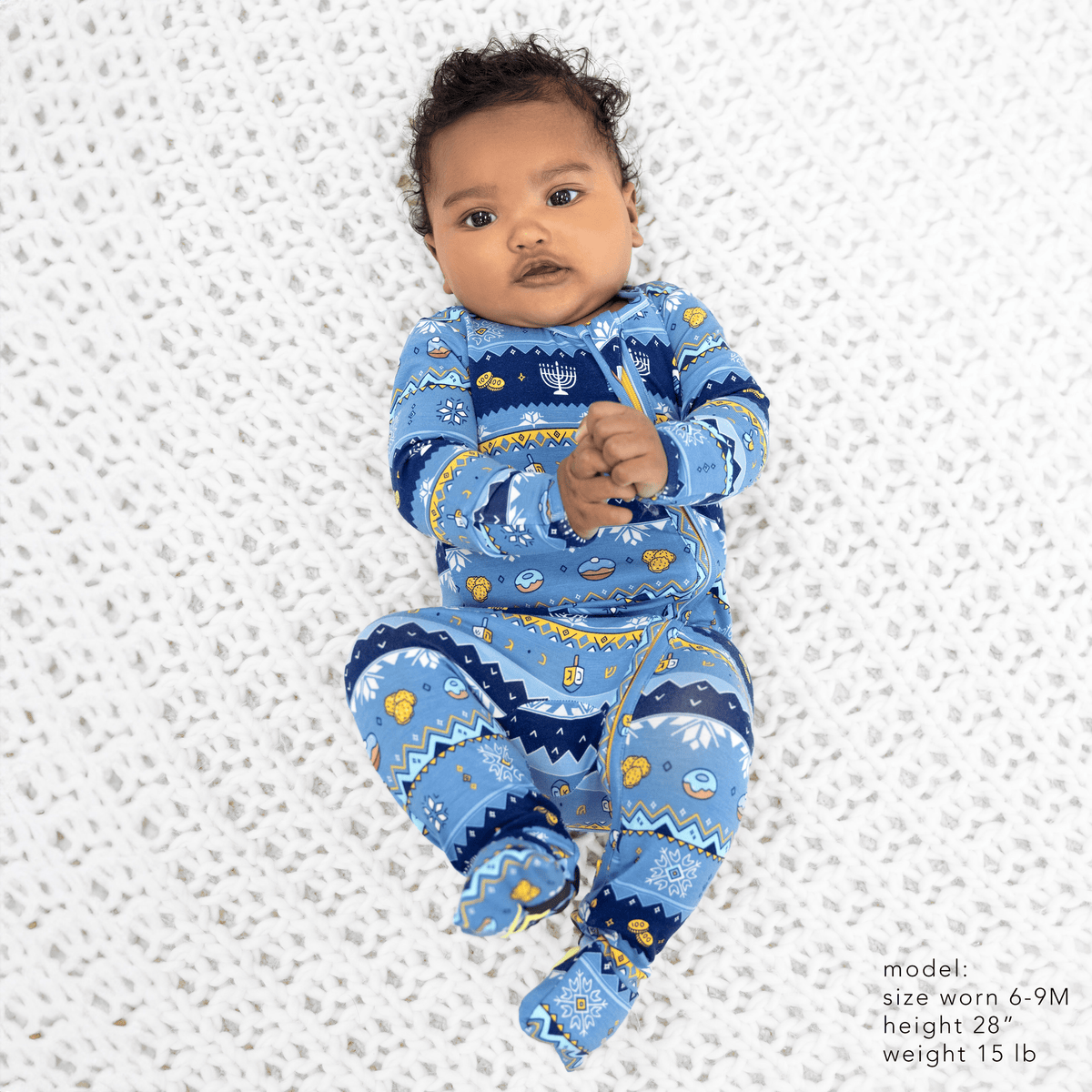 Bellabu Bear Pajamas Hanukkah Fair Isle Bamboo Convertible Footie by Bellabu Bear - (Baby Sizes 0 - 18M)