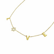 Alef Bet Necklaces Love Necklace in 14k Gold with Diamond Star of David - Yellow Gold