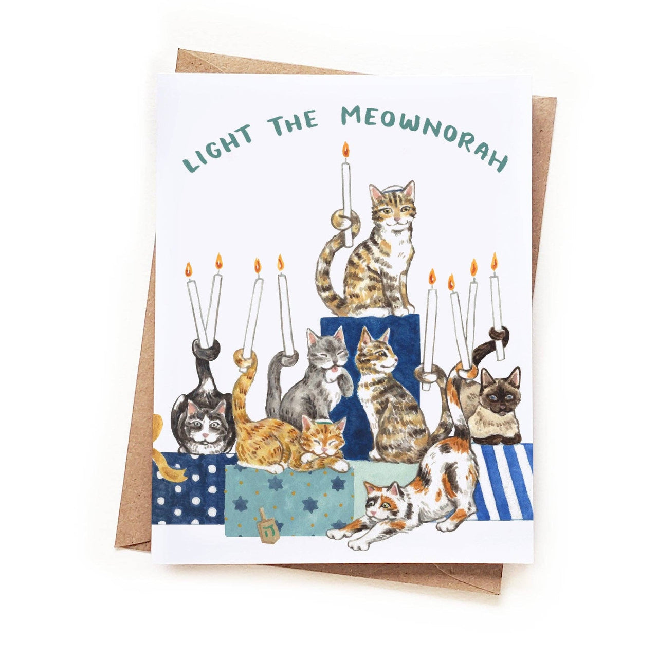 Sketchy Notions - Light the Meownorah Cat Cards, Pack of 6 - ModernTribe