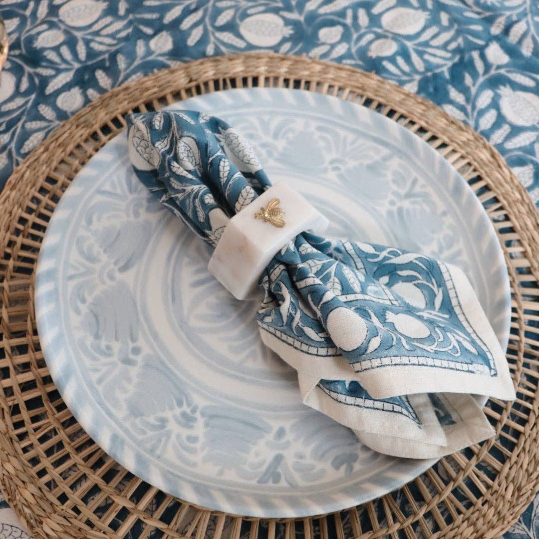 EMUNAH - Blue Cotton Pomegranate Napkins - Set of 4 - ModernTribe