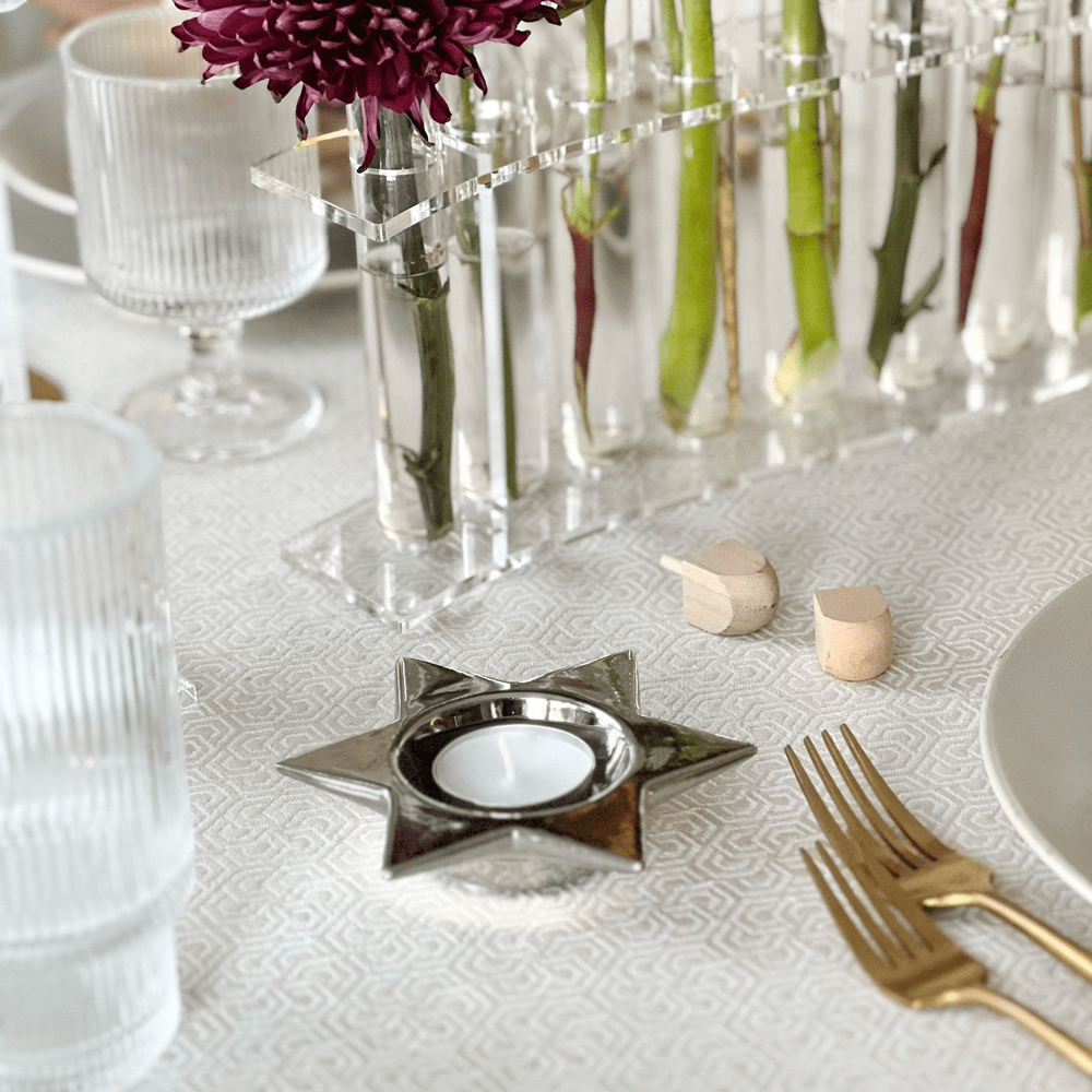Boker-Tov Shalom Candlesticks Star of David Tealight Candle Holder