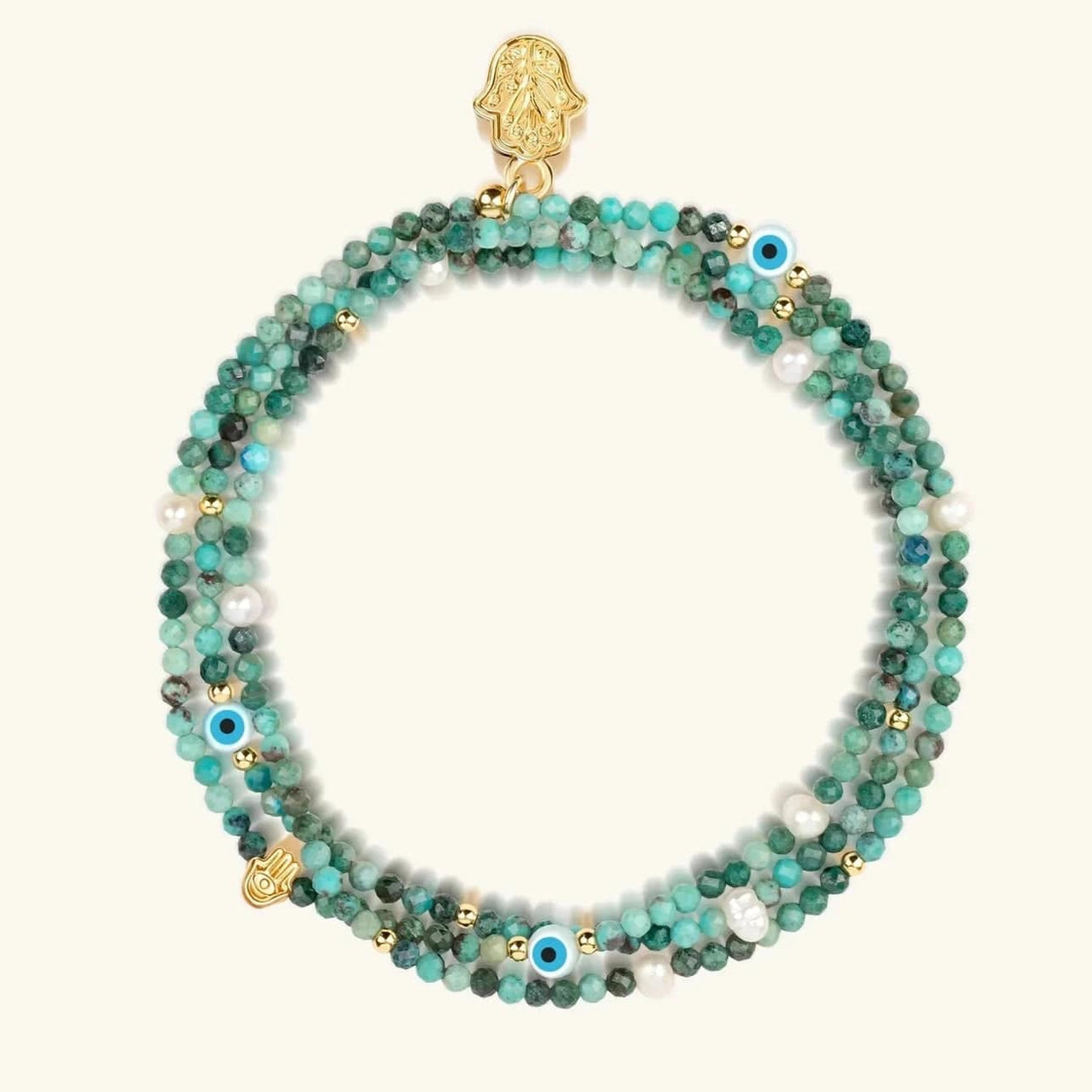 Karma and Luck - Enlightened Spirit Turquoise Hamsa Wrap Bracelet - ModernTribe