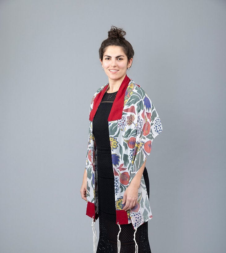 Elly Bovarnick Studios - Primary Pomegranates Cotton and Silk Tallit - ModernTribe