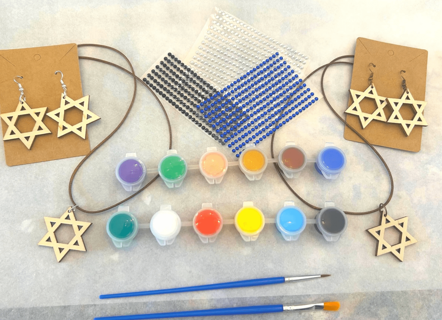 Eclectic Judaica Necklaces Paint Your Own Star of David Necklaces and Earrings Kit - Set of 2 Each