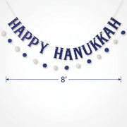 Crown Display Decorations Happy Hanukkah Double Pom Pom Banners - (Set of Two)