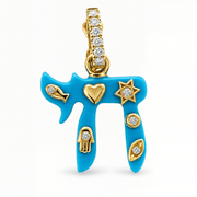 Izakov Fine Jewelry Necklaces Jewish Charms Chai Gemstone Pendant - 14k Gold
