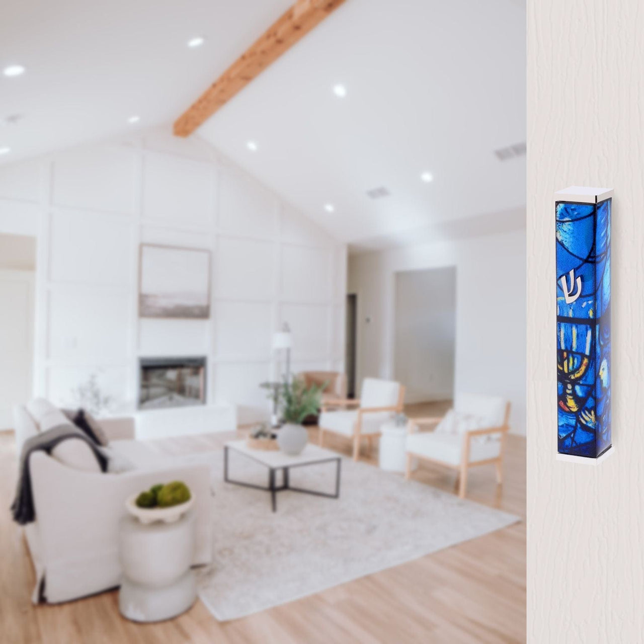 SURI - Blue and Silver Marc Chagall Mezuzah Case - ModernTribe