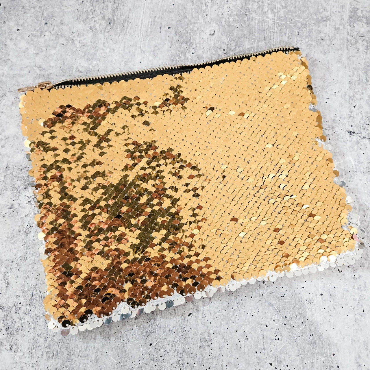Salt and Sparkle - Israeli Flag and Gold Sequin Flip Cosmetic Bag - ModernTribe