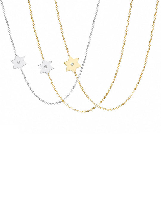 Dani Classic Star of David Diamond Necklace - (Gold-Plated , Sterling Silver or Two-Tone)