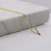 HOTCROWN - Israel Frame Necklace with Diamonds on the Sea Line - 14k Yellow, Rose or White Gold - ModernTribe
