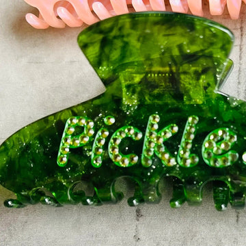 The Silver Spider Hair Clips Green Rhinestone Pickles Hairclip - Green