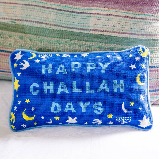 Happy Challah Days Needlepoint Pillow