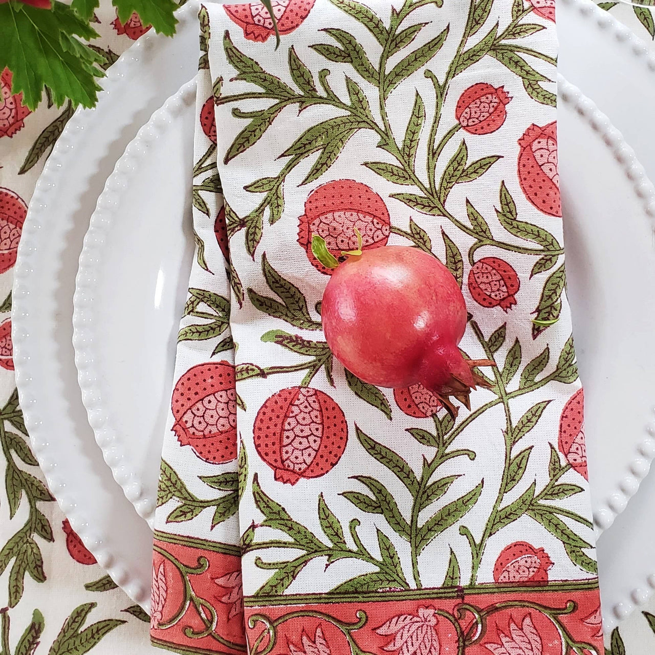 Pacific & Rose Textiles - Warm Red Pomegranate Cotton Napkins - Set of 4 - ModernTribe