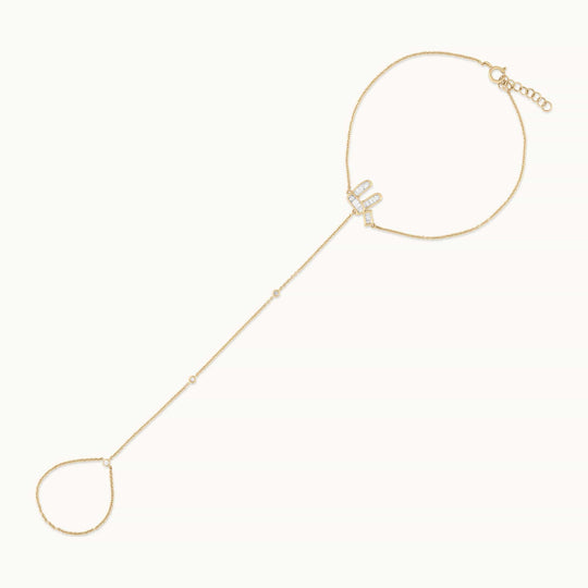 Diamond Chai Hand Chain - 14k Gold