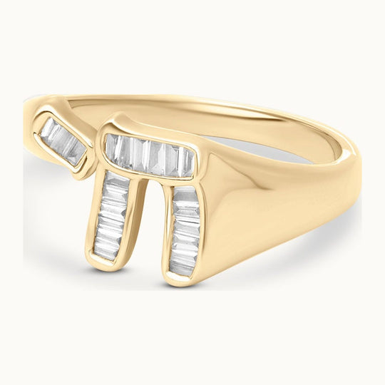 Diamond Chai Signet Ring - 14k Gold