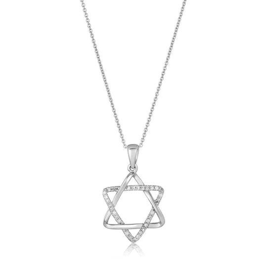 Bold Star of David Diamond Necklace - 14k Yellow or White Gold