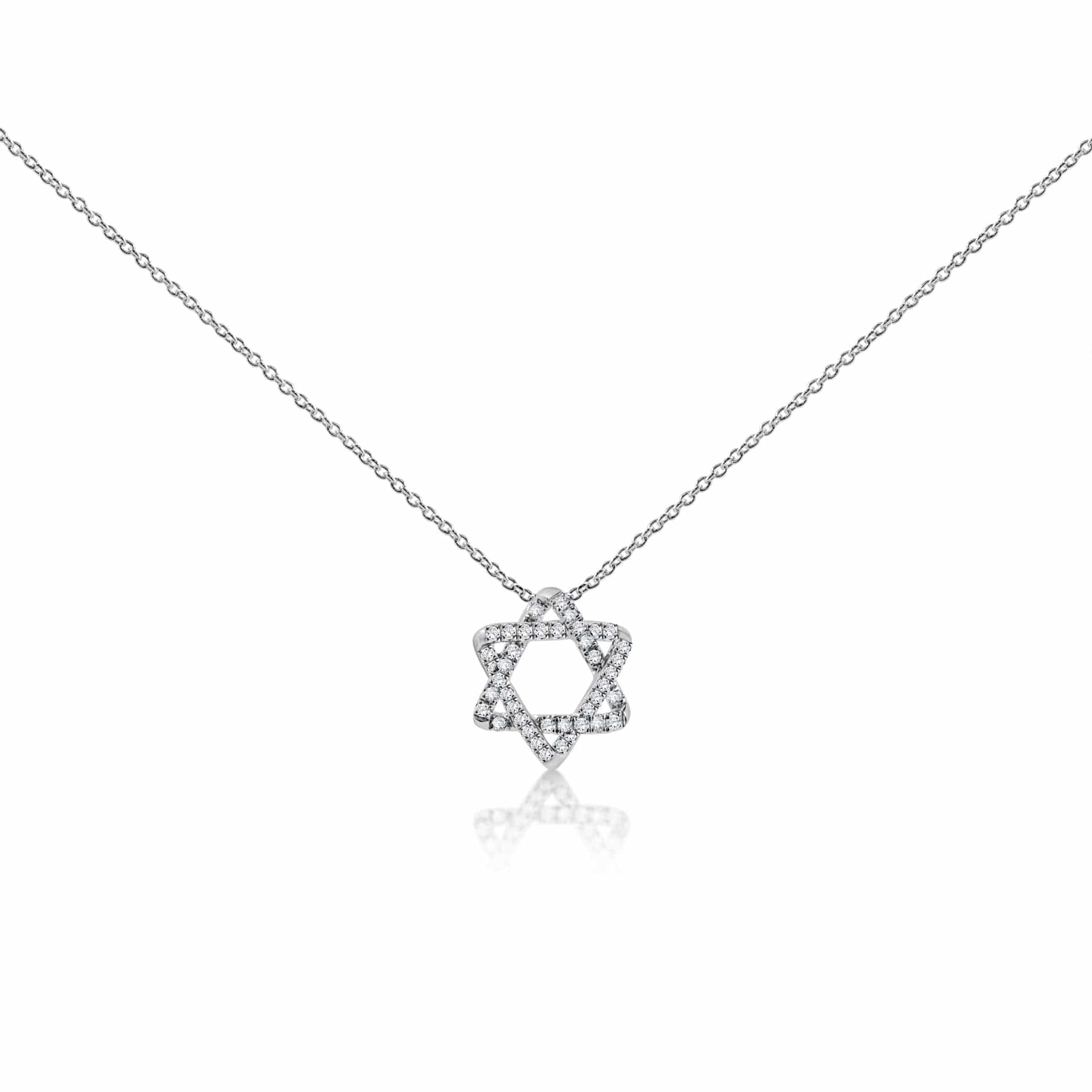 Alef Bet Necklaces 14k Gold and Diamond  Star of David Necklace - Gold, White Gold or Rose Gold