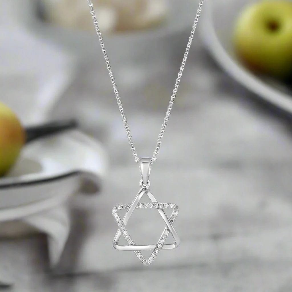 Alef Bet - Bold Star of David Diamond Necklace - 14k Yellow or White Gold - ModernTribe