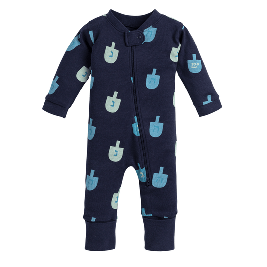 One Piece Hanukkah Dreidels Baby Pajamas by Monica + Andy - (Sizes Newborn - 24M)