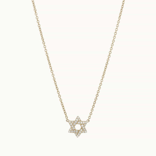 Pavé Diamond Star of David Necklace - 14k Yellow, White or Rose Gold