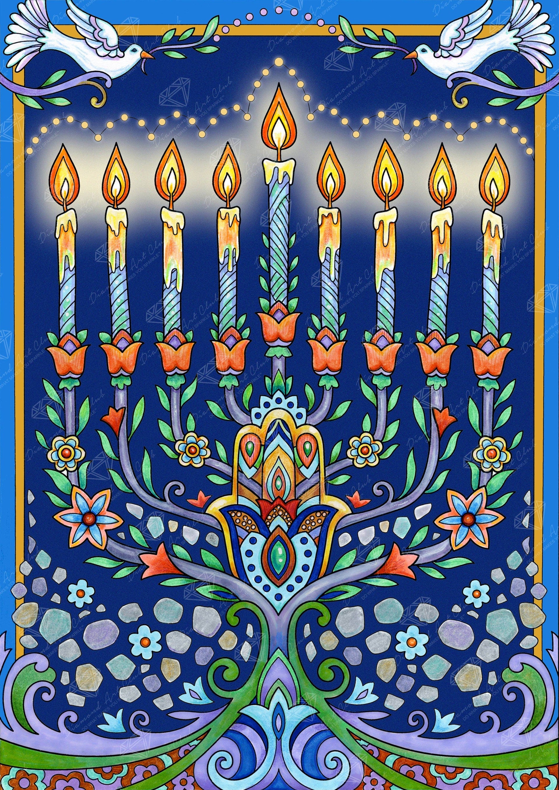 Diamond Art Club Art Happy Hanukkah Menorah Print