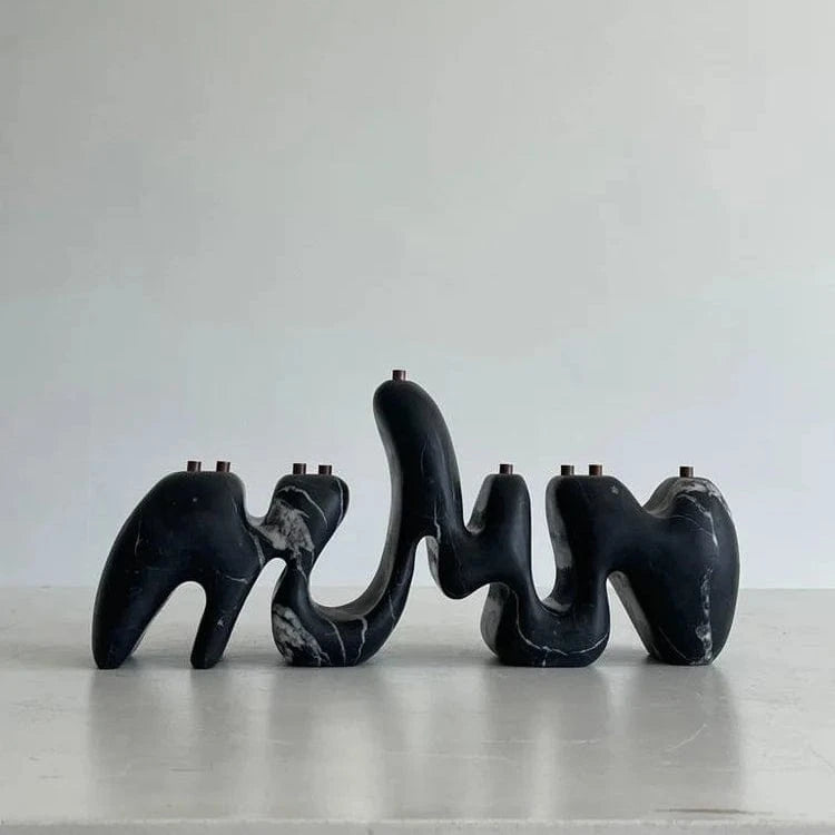 Hannah Polskin Menorahs Nero Marquina Menorah by Hannah Polskin