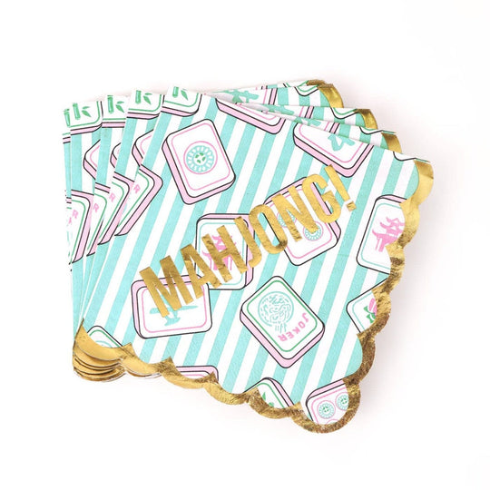 Mahjong Stripe Paper Beverage Napkins - Set of 16