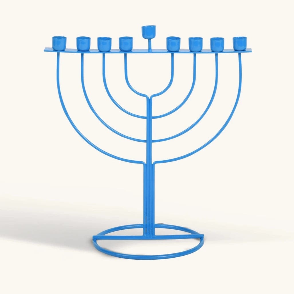 Ner Mitzvah Menorahs Blue Radiance Wireframe Menorah