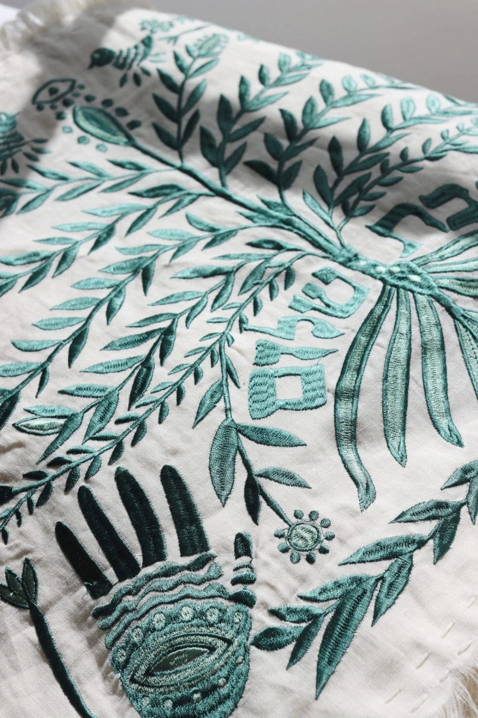EMUNAH - Handmade Linen Tree of Life Challah Cover - Green Moss - ModernTribe