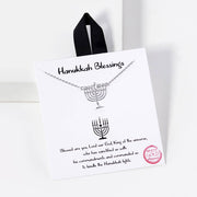 JOIA ACCESSORIES Necklaces 18k White Gold Dipped Menorah Blessing Necklace