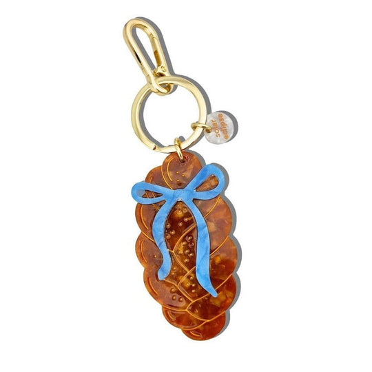 Hand-Painted Bow Challah Bag Charm Keychain