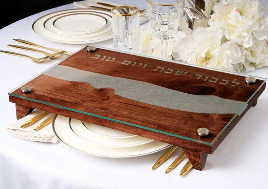 Wood and Resin Raised Challah Board - Gray
