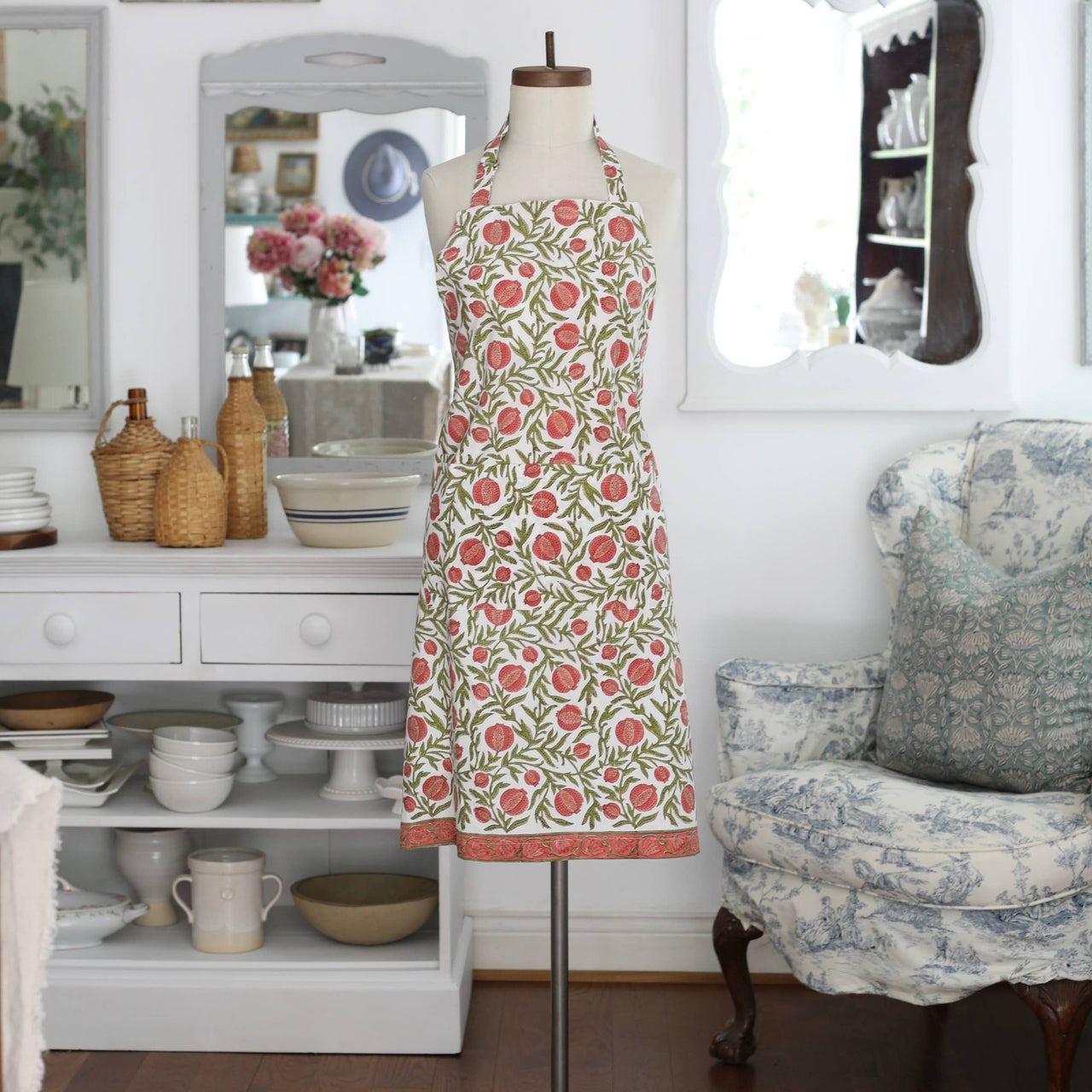 Pacific & Rose Textiles - Warm Red Pomegranate Apron - ModernTribe