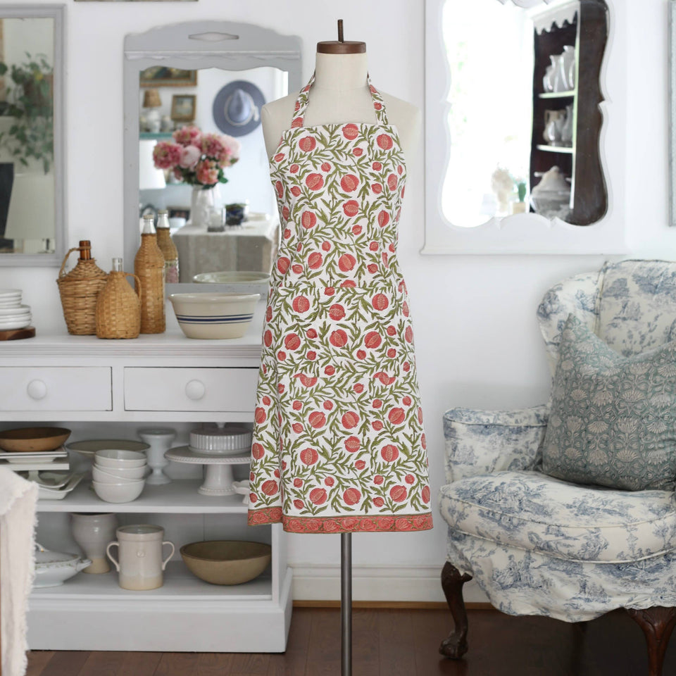 Pacific & Rose Textiles - Warm Red Pomegranate Apron - ModernTribe