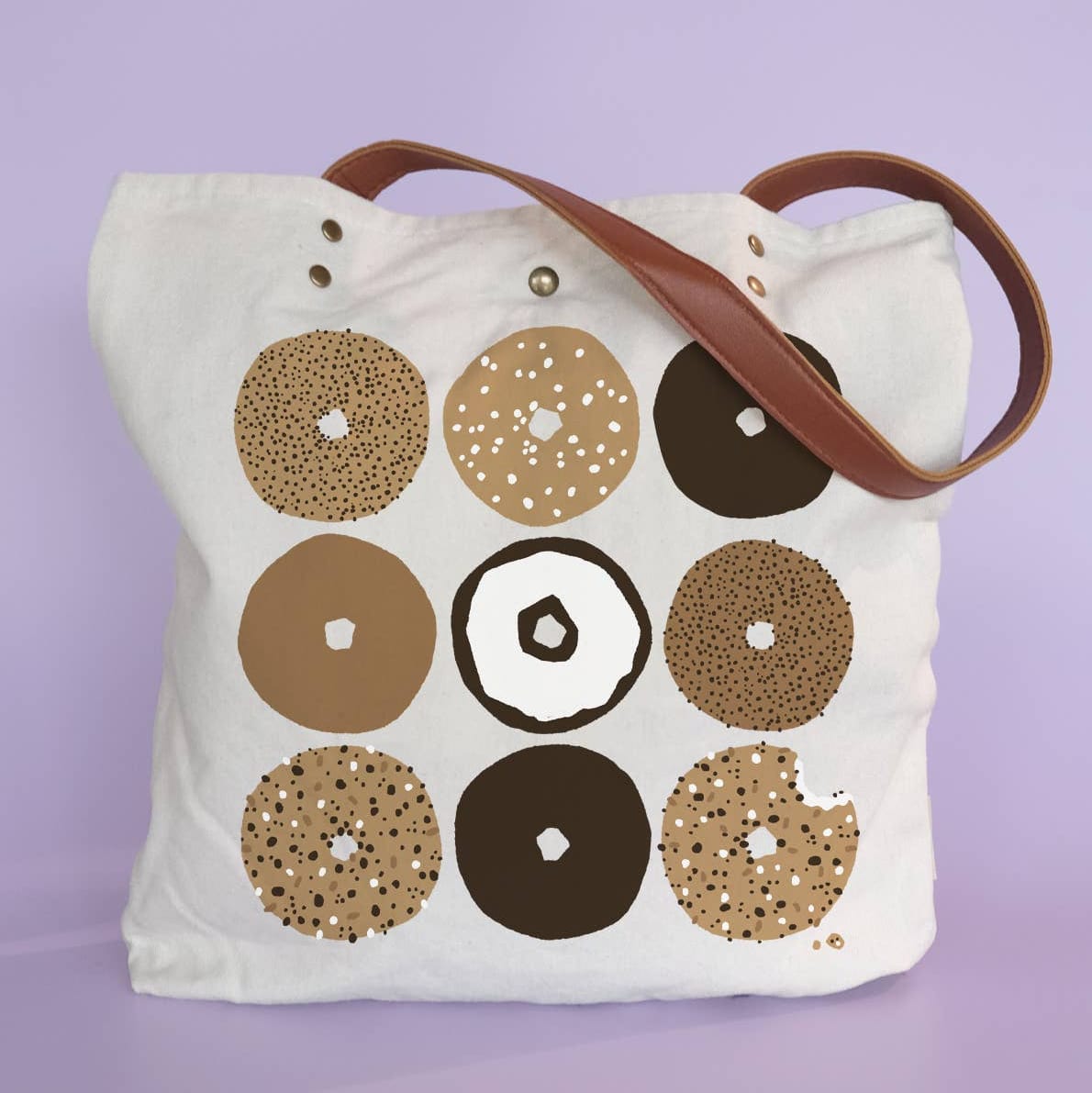 Idlewild Co. - Bagels Tote Bag with Vegan Leather Handle - ModernTribe