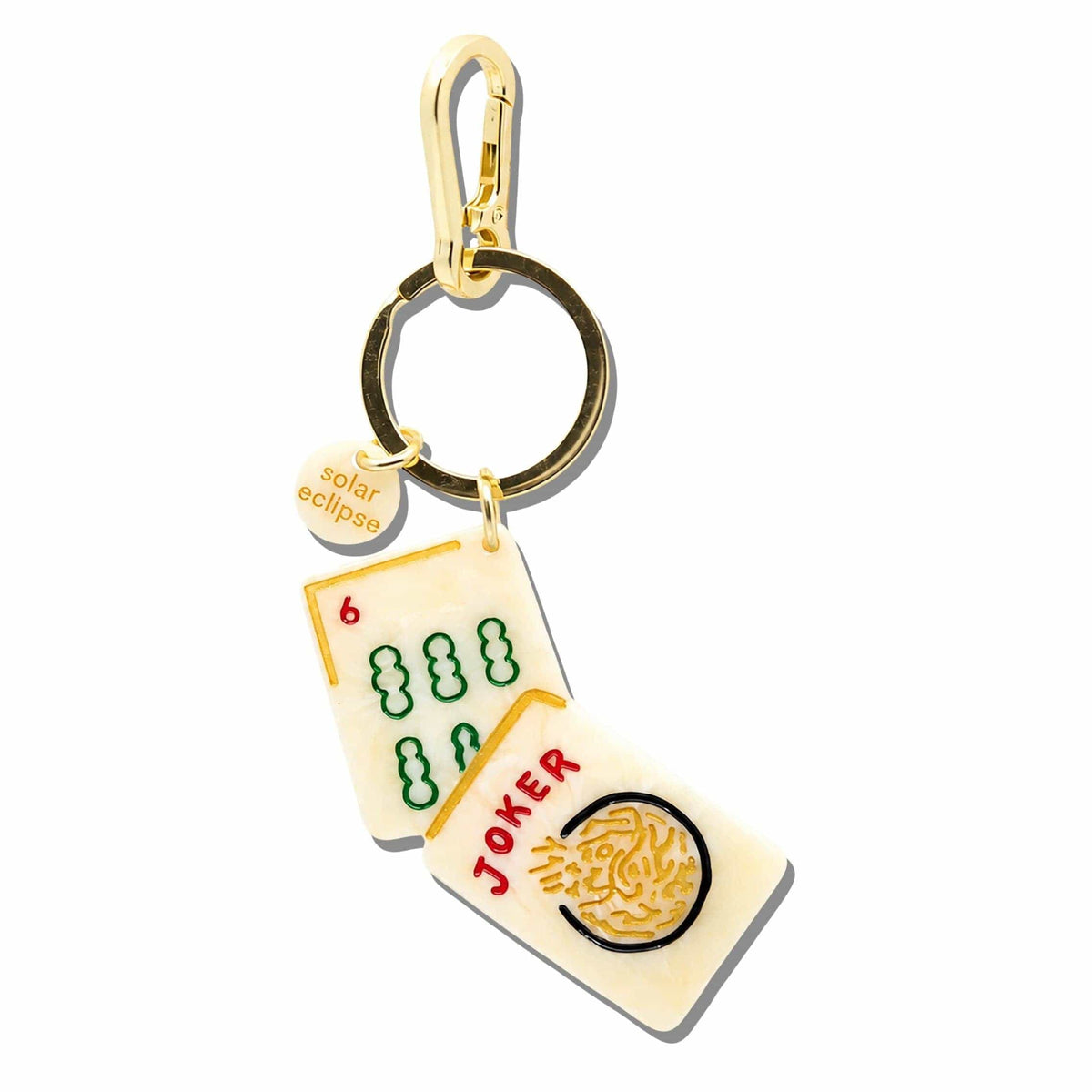 Solar Eclipse Keychains Hand-Painted Mahjong Bag Charm and Keychain