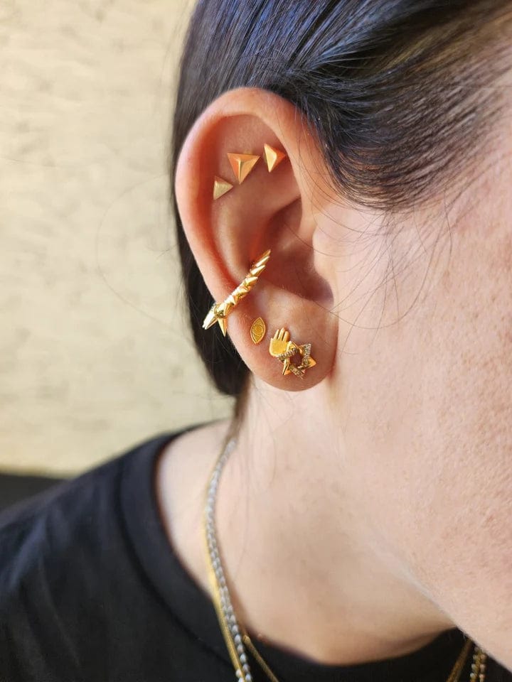 Alef Bet - Diamond Star of David Earrings - 14k Yellow or White Gold - ModernTribe