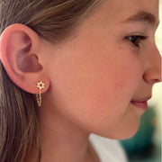 Dainty Star of David Chain Earrings - Gold and CZ